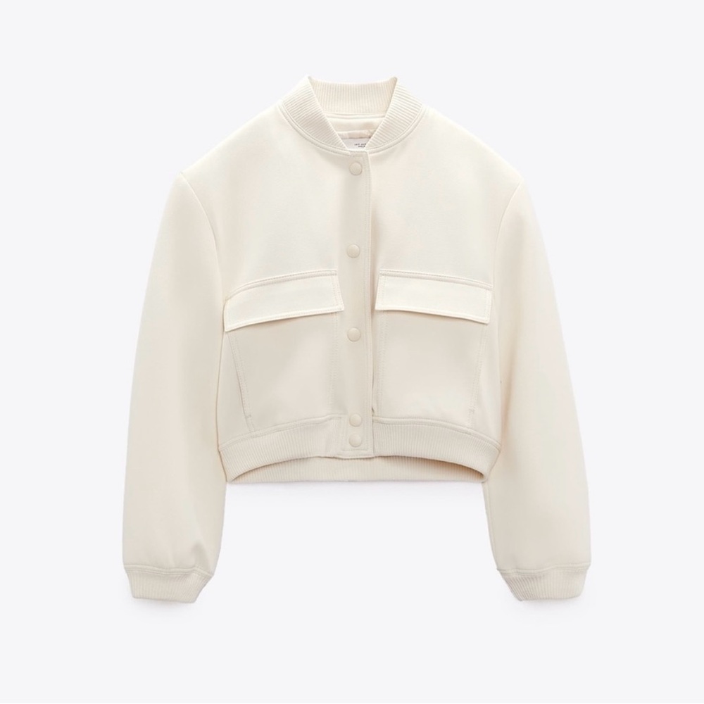 Viral Zara White Bomber Jacket - Brand New